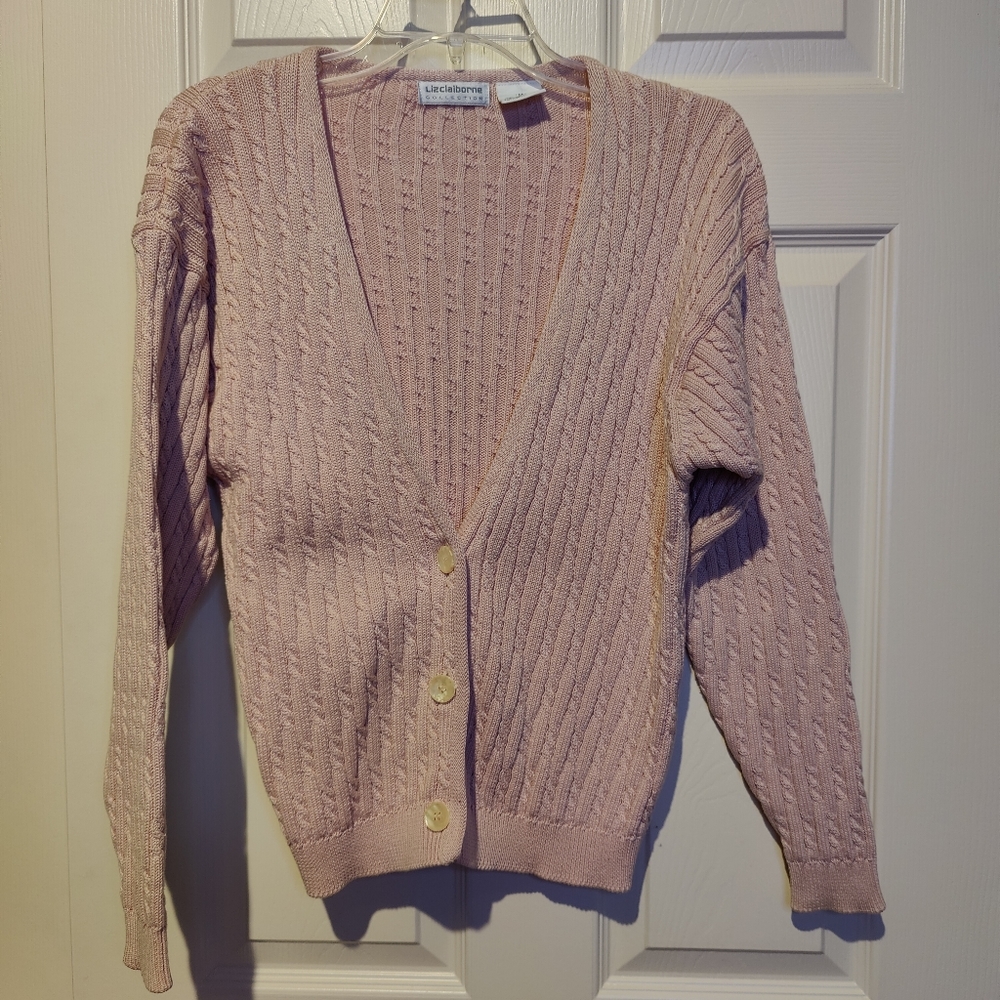 Liz Claiborne pink cable cardigan M